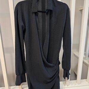 PrettyLittleThing Black Wrap Mini Dress